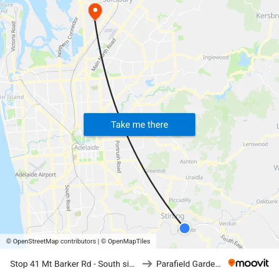 Stop 41 Mt Barker Rd - South side to Parafield Gardens map