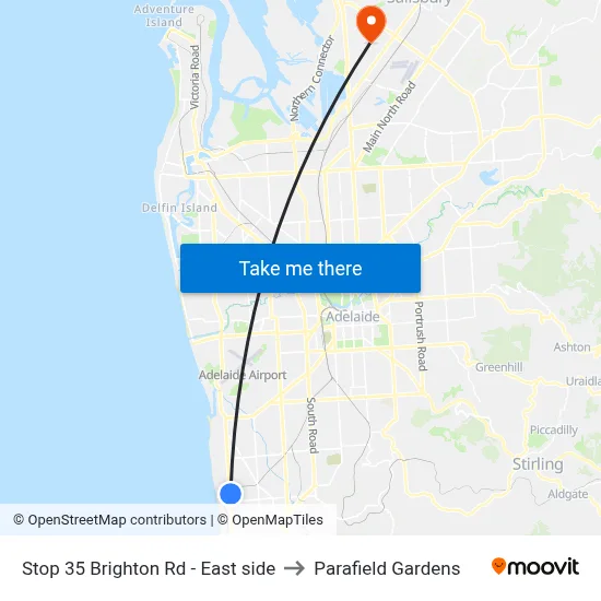 Stop 35 Brighton Rd - East side to Parafield Gardens map