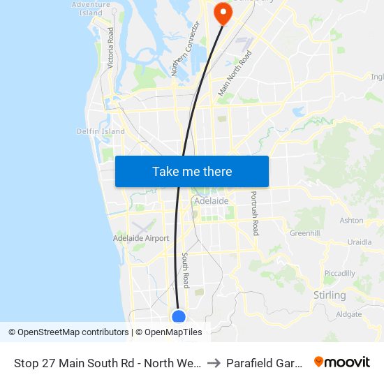 Stop 27 Main South Rd - North West side to Parafield Gardens map