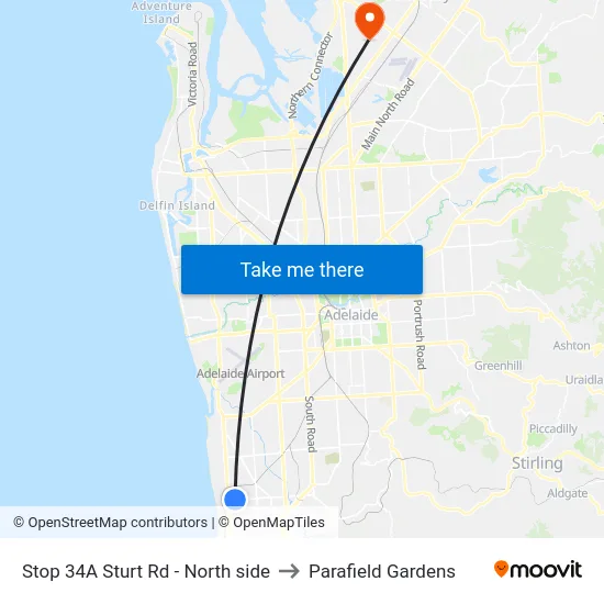 Stop 34A Sturt Rd - North side to Parafield Gardens map