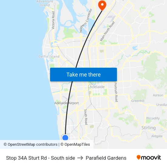 Stop 34A Sturt Rd - South side to Parafield Gardens map