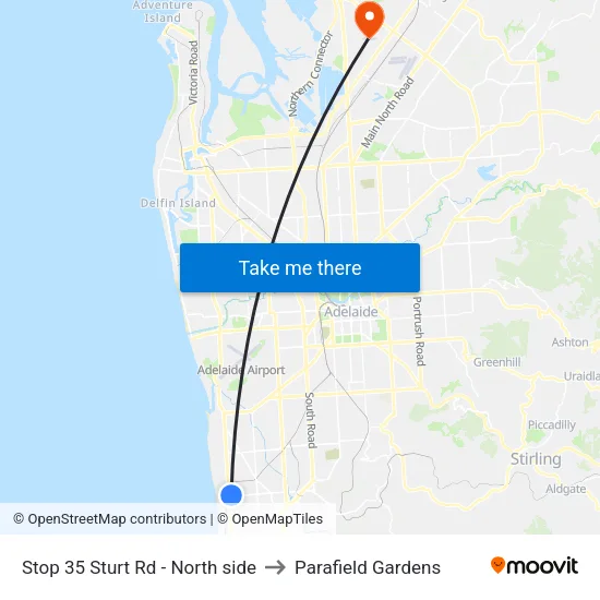 Stop 35 Sturt Rd - North side to Parafield Gardens map