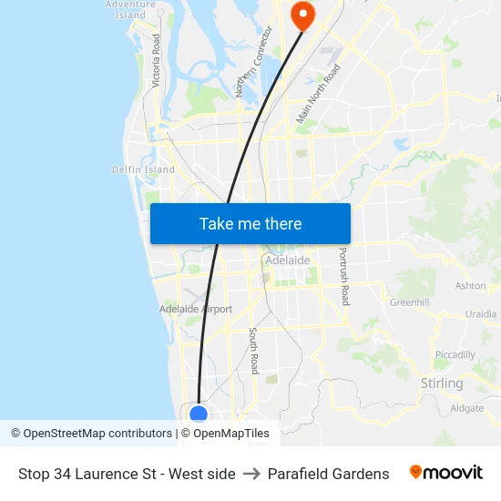Stop 34 Laurence St - West side to Parafield Gardens map