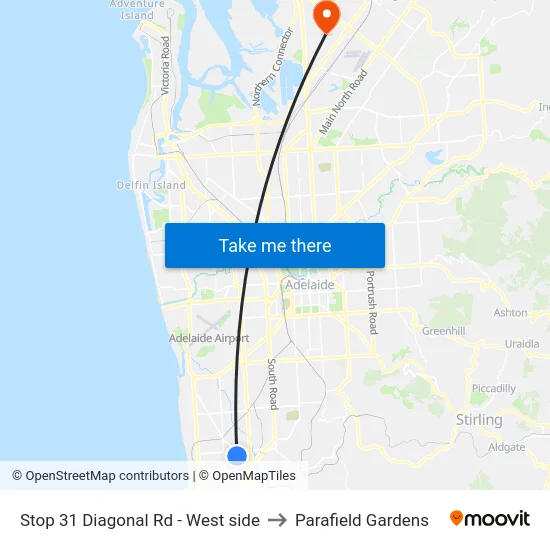 Stop 31 Diagonal Rd - West side to Parafield Gardens map
