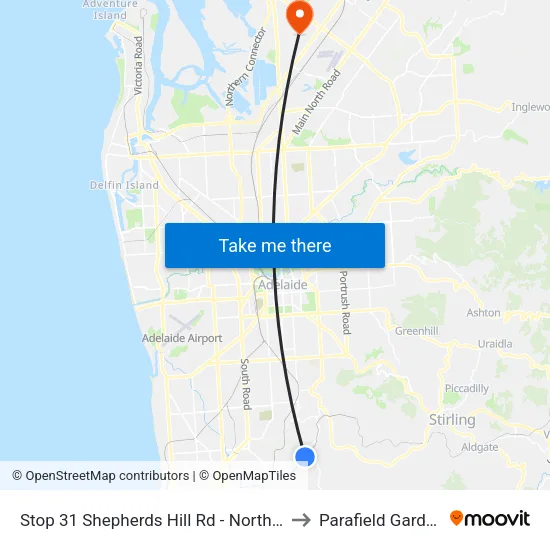Stop 31 Shepherds Hill Rd - North side to Parafield Gardens map