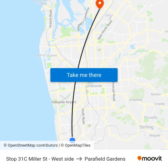 Stop 31C Miller St - West side to Parafield Gardens map