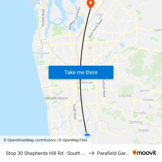 Stop 30 Shepherds Hill Rd - South East side to Parafield Gardens map