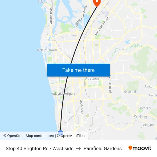 Stop 40 Brighton Rd - West side to Parafield Gardens map