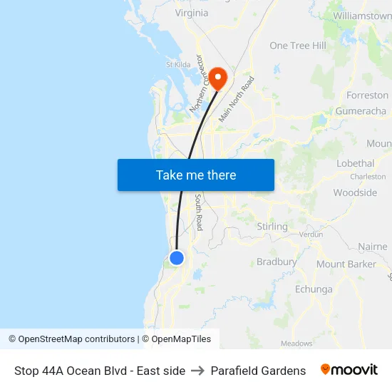 Stop 44A Ocean Blvd - East side to Parafield Gardens map