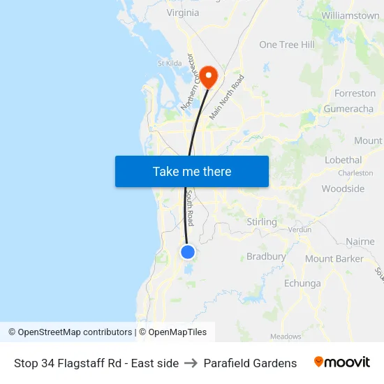 Stop 34 Flagstaff Rd - East side to Parafield Gardens map