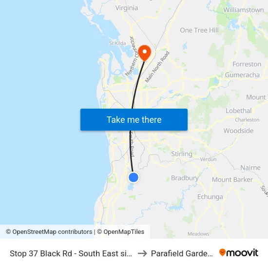 Stop 37 Black Rd - South East side to Parafield Gardens map