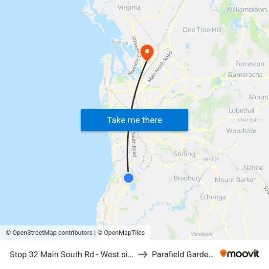 Stop 32 Main South Rd - West side to Parafield Gardens map