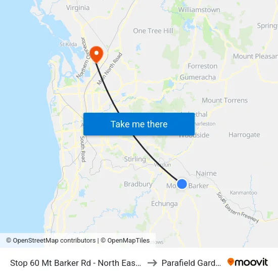 Stop 60 Mt Barker Rd - North East side to Parafield Gardens map
