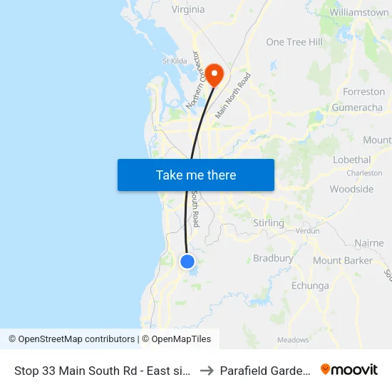Stop 33 Main South Rd - East side to Parafield Gardens map