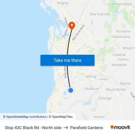 Stop 43C Black Rd - North side to Parafield Gardens map