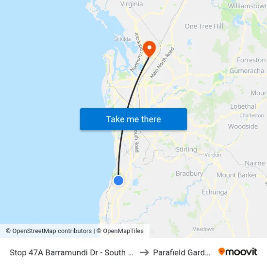 Stop 47A Barramundi Dr - South side to Parafield Gardens map
