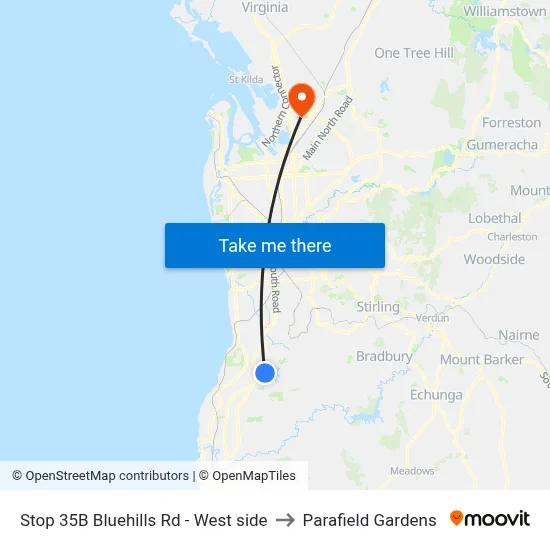 Stop 35B Bluehills Rd - West side to Parafield Gardens map
