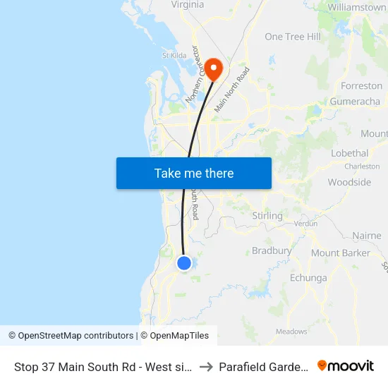 Stop 37 Main South Rd - West side to Parafield Gardens map