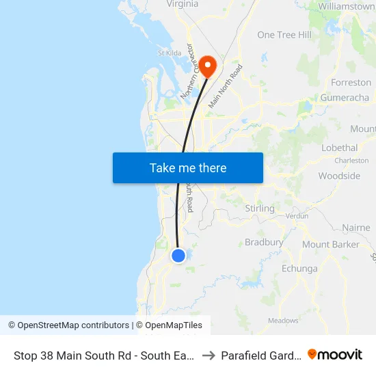 Stop 38 Main South Rd - South East side to Parafield Gardens map