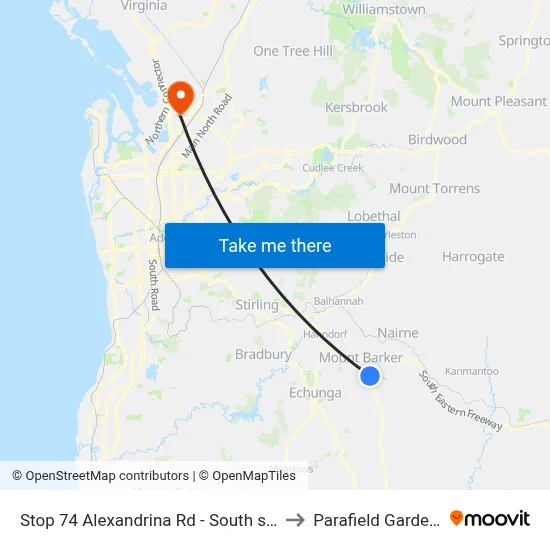 Stop 74 Alexandrina Rd - South side to Parafield Gardens map
