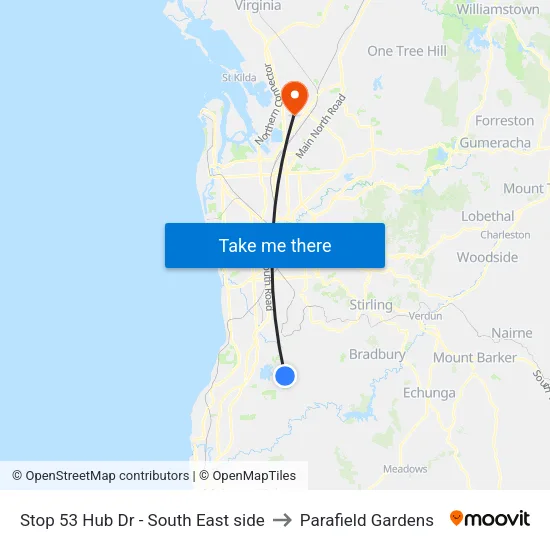 Stop 53 Hub Dr - South East side to Parafield Gardens map