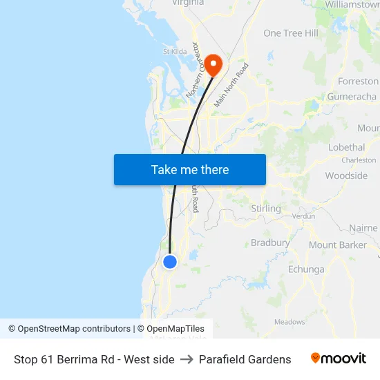 Stop 61 Berrima Rd - West side to Parafield Gardens map
