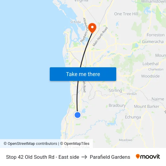 Stop 42 Old South Rd - East side to Parafield Gardens map