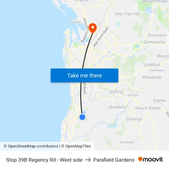 Stop 39B Regency Rd - West side to Parafield Gardens map