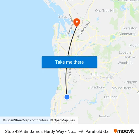 Stop 43A Sir James Hardy Way - North East side to Parafield Gardens map