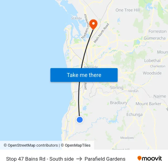 Stop 47 Bains Rd - South side to Parafield Gardens map