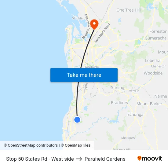 Stop 50 States Rd - West side to Parafield Gardens map