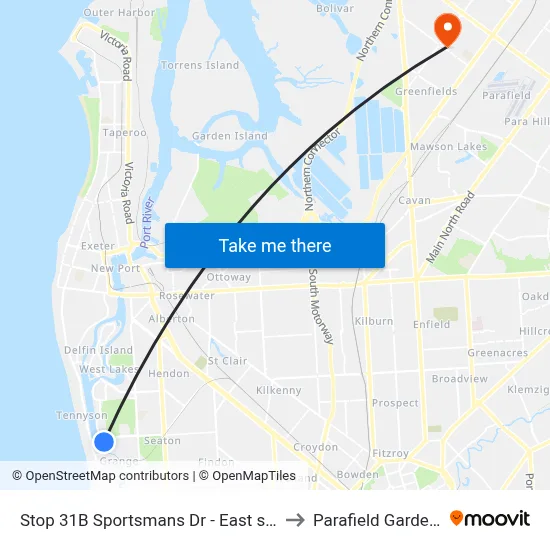 Stop 31B Sportsmans Dr - East side to Parafield Gardens map