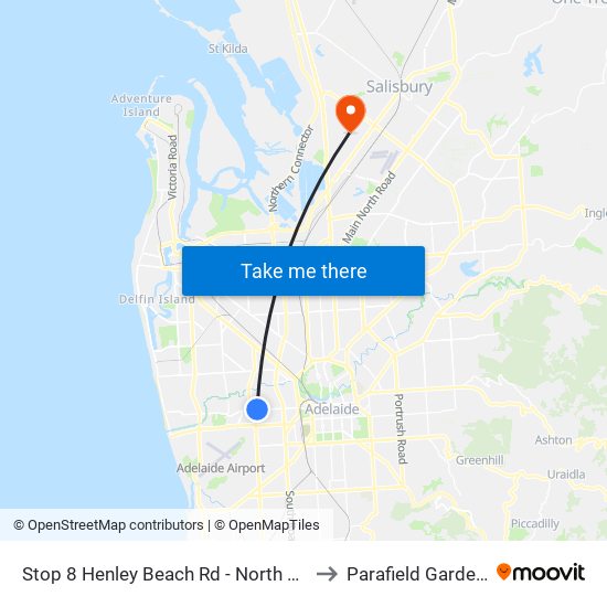 Stop 8 Henley Beach Rd - North side to Parafield Gardens map