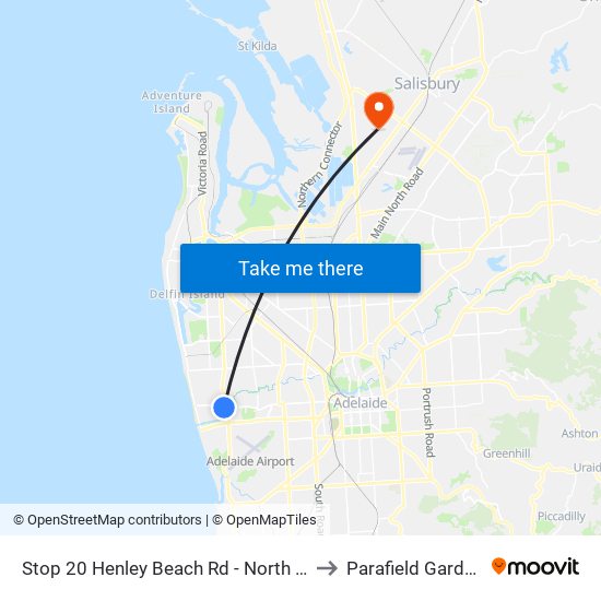 Stop 20 Henley Beach Rd - North side to Parafield Gardens map