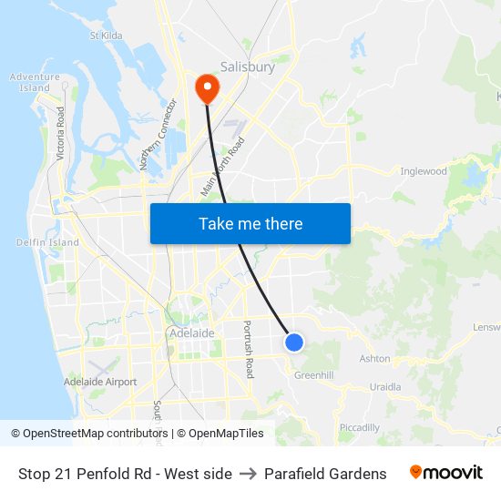 Stop 21 Penfold Rd - West side to Parafield Gardens map