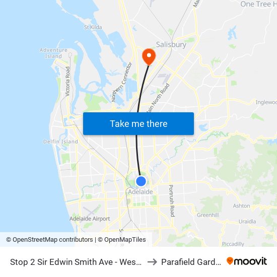 Stop 2 Sir Edwin Smith Ave - West side to Parafield Gardens map