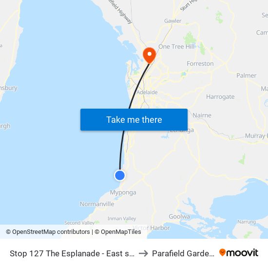 Stop 127 The Esplanade - East side to Parafield Gardens map
