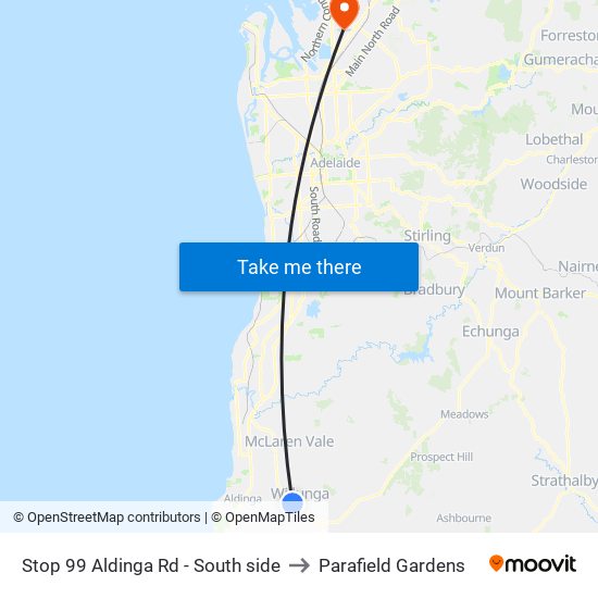 Stop 99 Aldinga Rd - South side to Parafield Gardens map