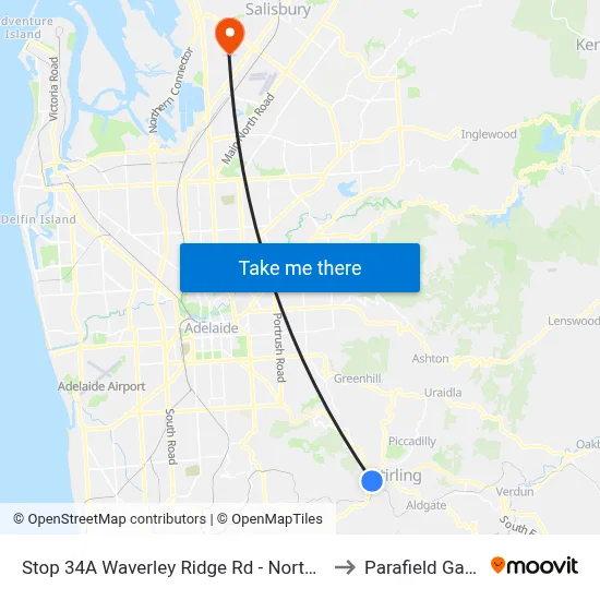 Stop 34A Waverley Ridge Rd - North West side to Parafield Gardens map