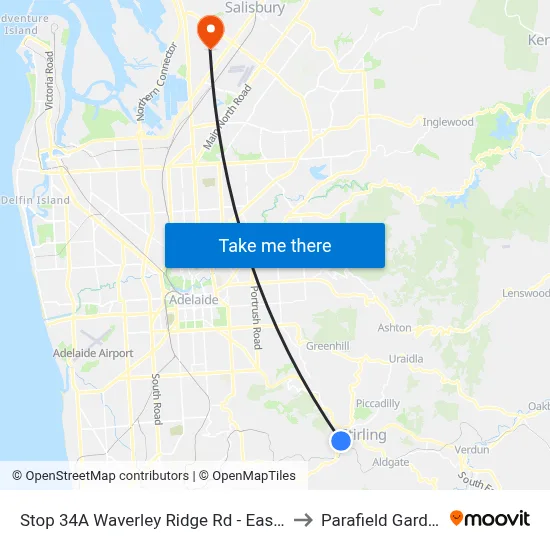 Stop 34A Waverley Ridge Rd - East side to Parafield Gardens map