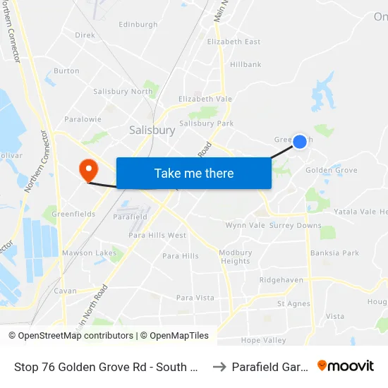 Stop 76 Golden Grove Rd - South West side to Parafield Gardens map
