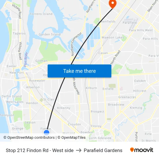 Stop 212 Findon Rd - West side to Parafield Gardens map