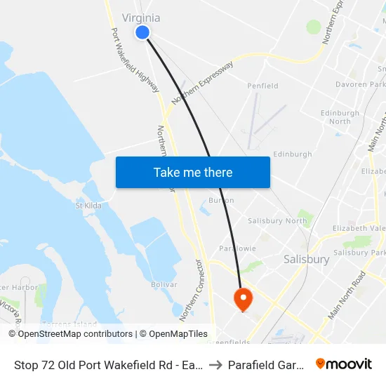 Stop 72 Old Port Wakefield Rd - East side to Parafield Gardens map