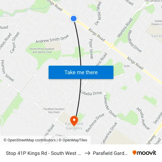 Stop 41P Kings Rd - South West side to Parafield Gardens map