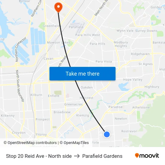 Stop 20 Reid Ave - North side to Parafield Gardens map