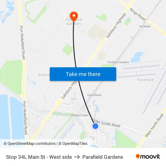 Stop 34L Main St - West side to Parafield Gardens map