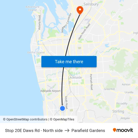 Stop 20E Daws Rd - North side to Parafield Gardens map
