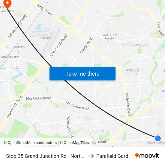 Stop 35 Grand Junction Rd - North side to Parafield Gardens map