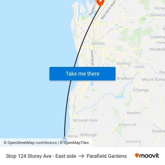 Stop 124 Storey Ave - East side to Parafield Gardens map