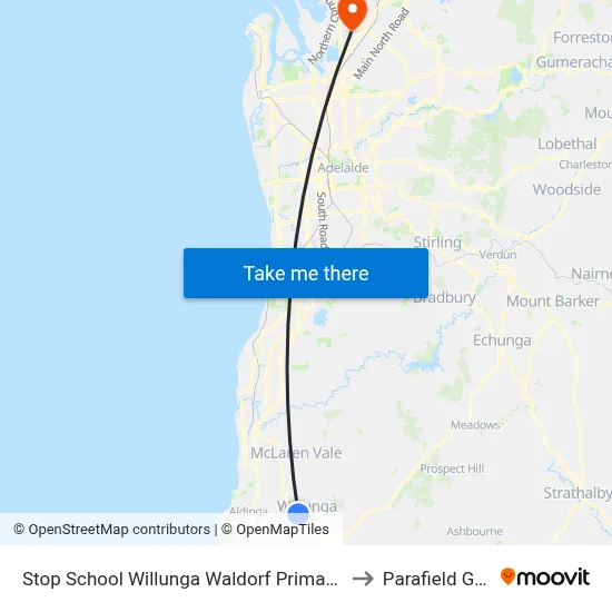 Stop School Willunga Waldorf Primary School Jay Dr to Parafield Gardens map